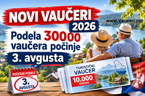 Podela 30000 turističkih vaučera u vrednosti od 10000 dinara Podela 30000 turističkih vaučera u vrednosti od 10000 dinara
